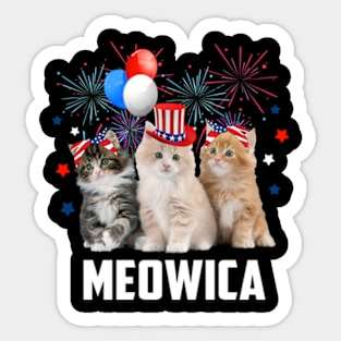 Happy 4th of July Three Cat Meowica Kitty Cat Patriotic USA Sticker